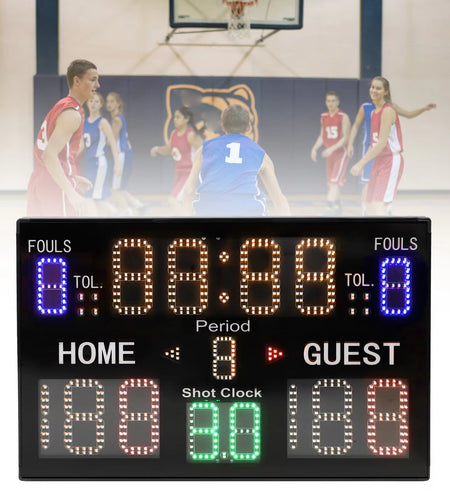 15 Digit Electronic Digital Scoreboard LED Display Multisport Portable Scoreboard Score Keeper for Basketball Gyms Recreation