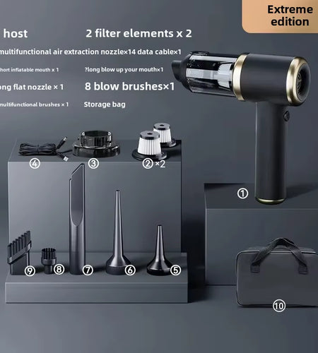 Powerclean Pro – Wireless Mini Car Vacuum Cleaner with High Suction & Dual-Purpose Blow/Suction